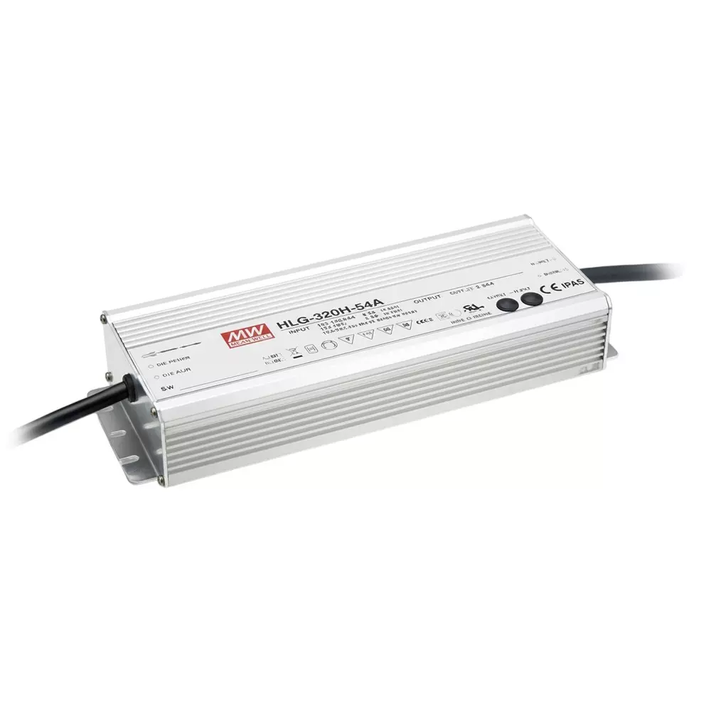 Mean Well HLG-320H Series LED Drivers Power Supply 1 Output 225.2 mm (8.866 inch) Without Dimming, HLG-320H-36