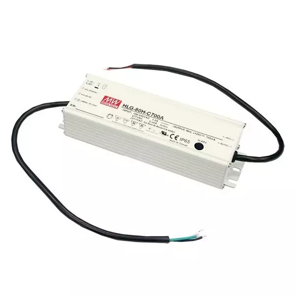 Mean Well HLG-80H Series LED Drivers Power Supply 1 Output 195.6 mm (7.701 inch) Without Dimming, HLG-80H-24