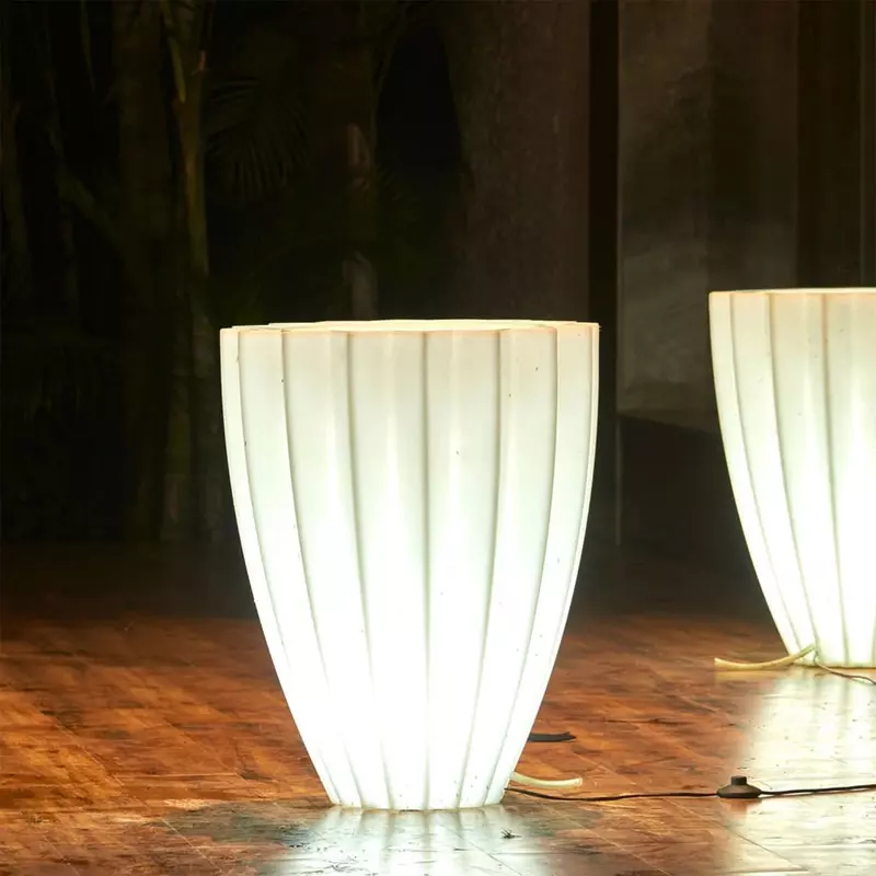 ATUL Classic Style LED Pots Floor Standing White Plastic Weather & UV Resistant, Flora Planter