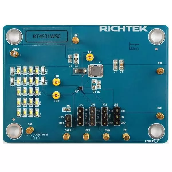 Richtek RT4531 Series Evaluation Boards 2.5 to 5.5 V Operating Supply Voltage, EVB_RT4531WSC
