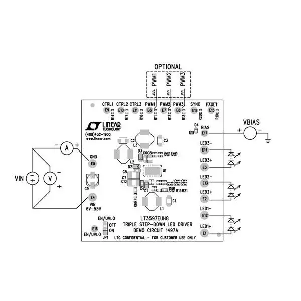 Analog Devices LT3597 Series Demonstration Boards 6 to 55 V Operating Supply Voltage, DC1497A
