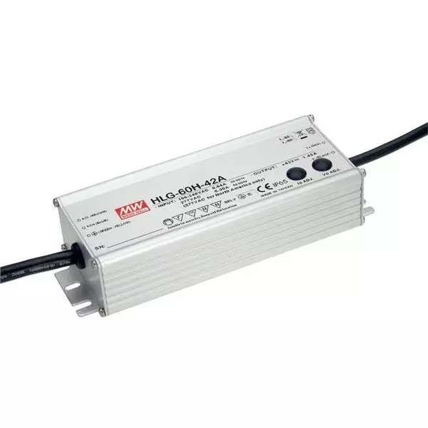 Mean Well HLG-60H Series LED Drivers Power Supply 1 Output 147.2 mm (5.795 inch) Without Dimming, HLG-60H-24