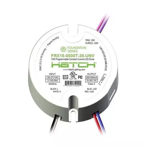 HATCH Foundation Series LED Drivers Power Supply 1 Output 120 to 277 VAC With Dimming, FRX15-0500T-30-UNV