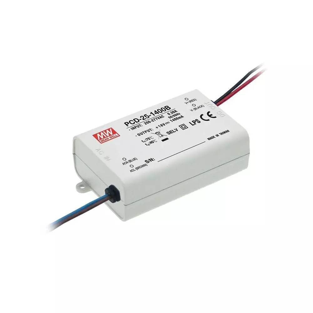 Mean Well LED Drivers Power Supply Chassis Mount 1 Output 25.2 W, PCD-25-700B