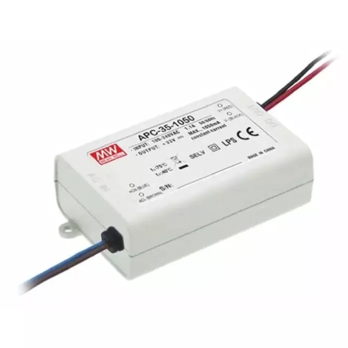 Mean Well LED Driver, 28 - 100V Output, 35W Output, 350mA Output, Constant Current, APC-35-350