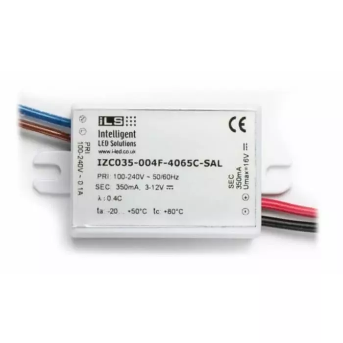 Intelligent LED Solutions LED Driver, 2 - 12V Output, 4 W Output, 350 mA Output, Constant Current, IZC035-004F-4065C-SAL