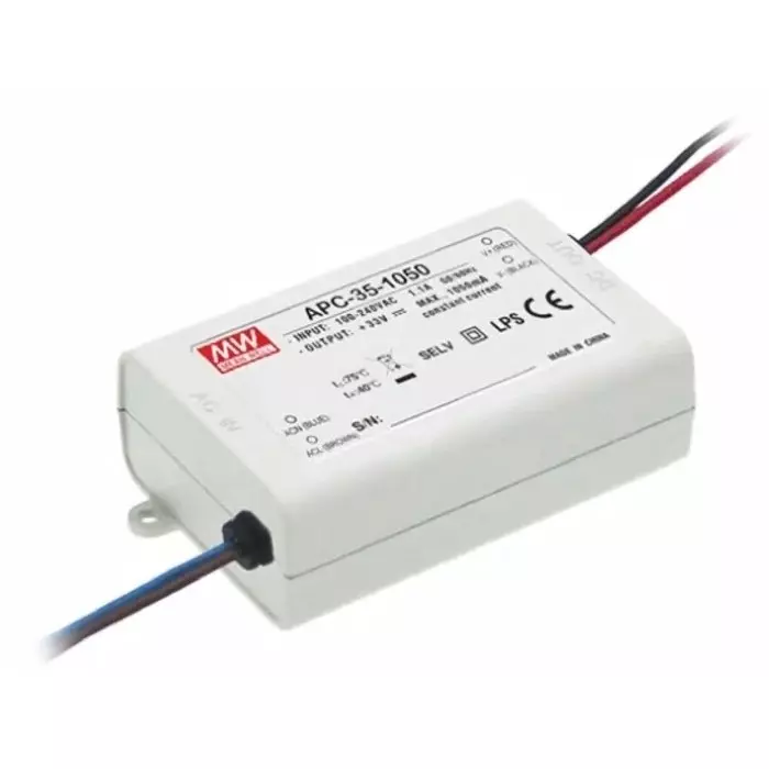 Mean Well LED Driver, 11 - 33V Output, 34.7W Output, 1.05A Output, Constant Current, APC-35-1050