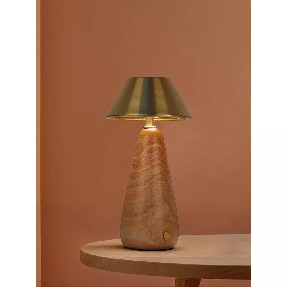 Fos Lighting Table Lamp Modern Dimmable Rechargeable LED Table Lamp in Metal & Wood