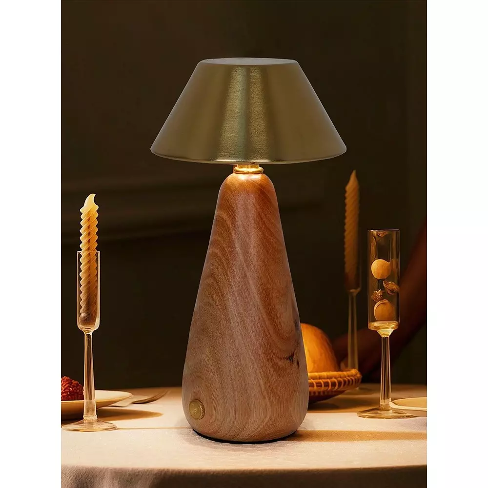 Fos Lighting Table Lamp Modern Dimmable Rechargeable LED Table Lamp in Metal & Wood