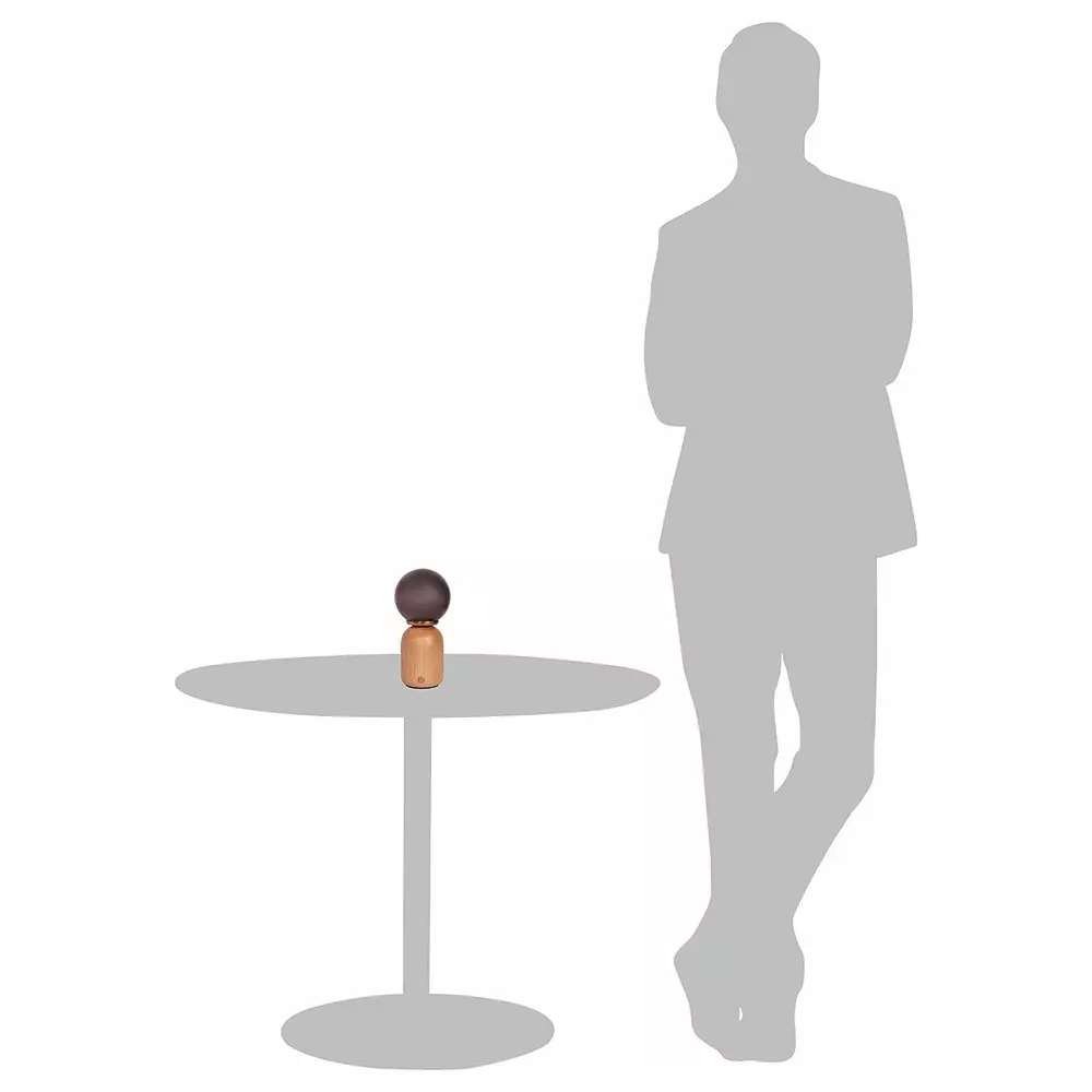 Fos Lighting Table Lamp Wood Capsule Touch-Activated LED Table Lamp with Smoky Frosted Glass