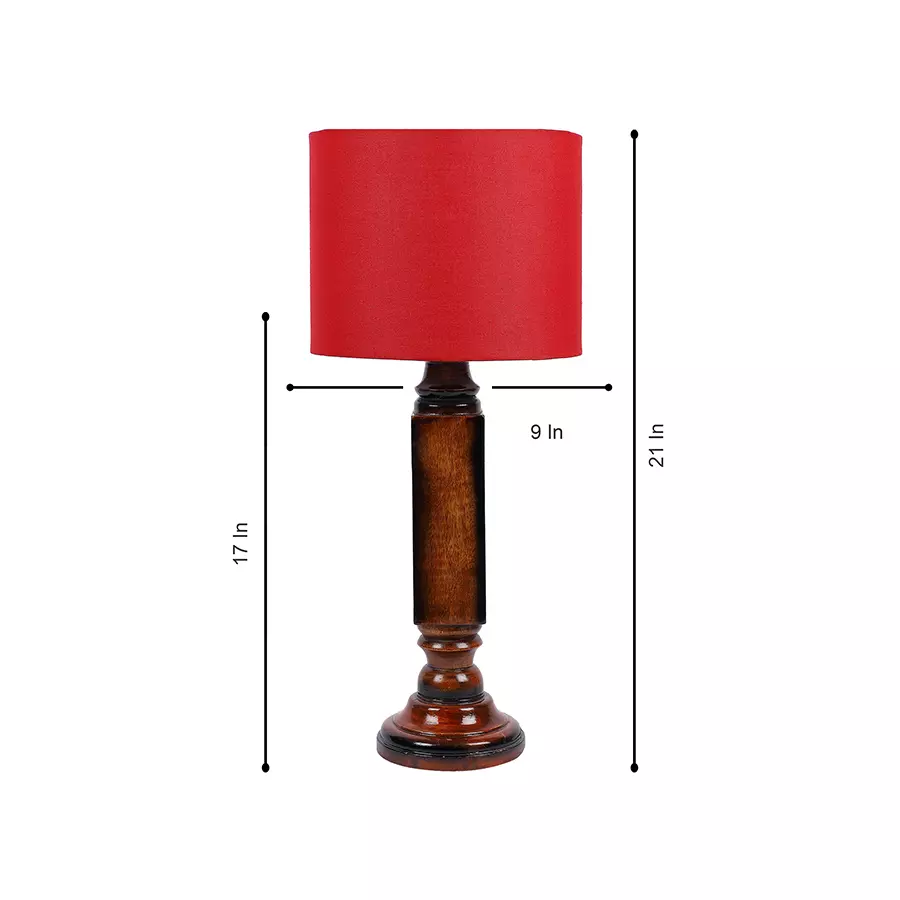 Tucasa NTU-190 B-22 Table Lamp with Wood Base (Red)