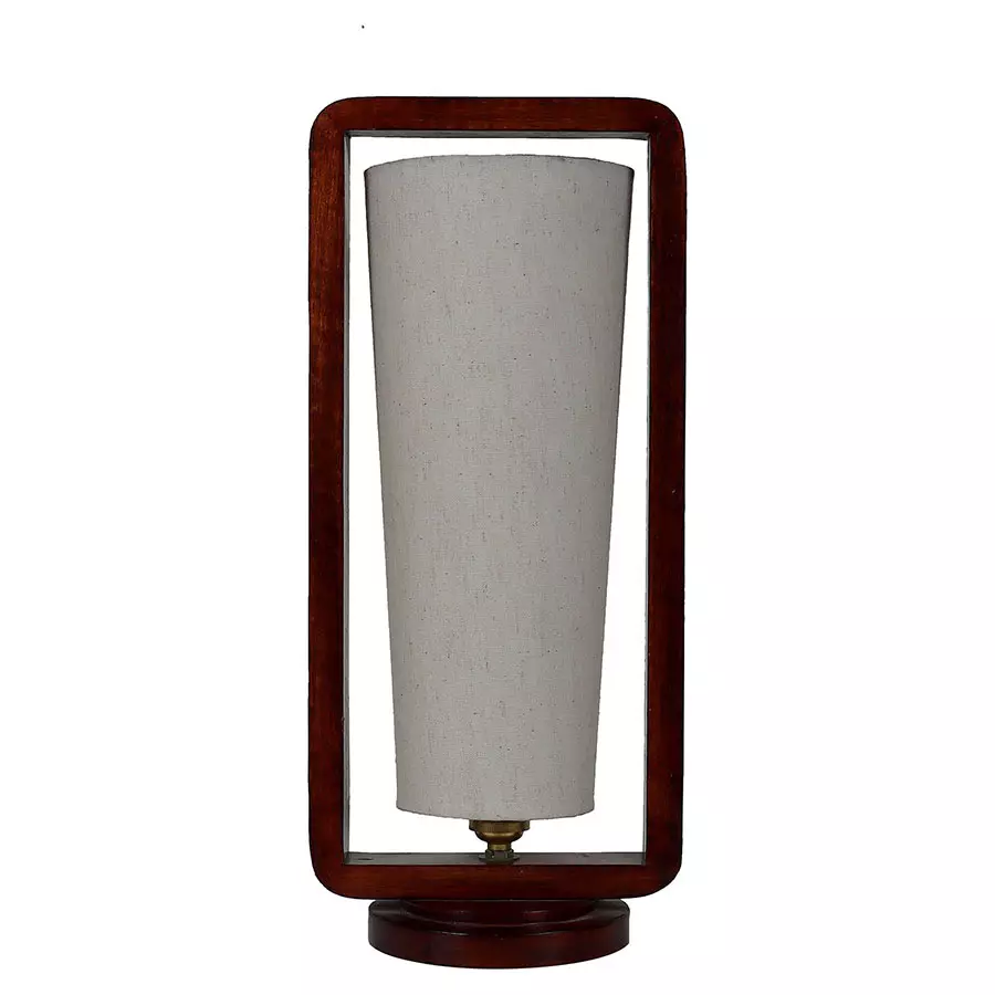 Tucasa SHS-115 Mango Wood Cotton B-22 Table Lamp 16 Inch (Brown and Beige)