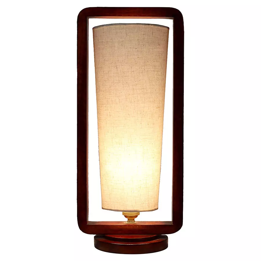 Tucasa SHS-115 Mango Wood Cotton B-22 Table Lamp 16 Inch (Brown and Beige)