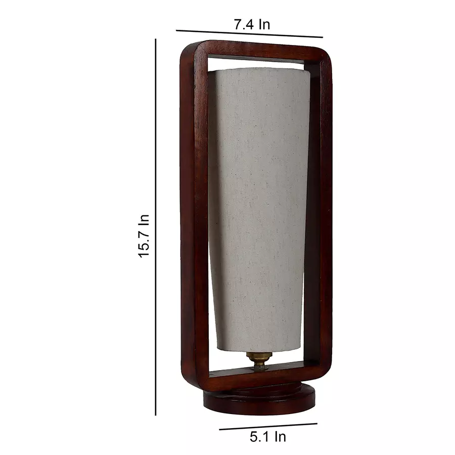 Tucasa SHS-115 Mango Wood Cotton B-22 Table Lamp 16 Inch (Brown and Beige)
