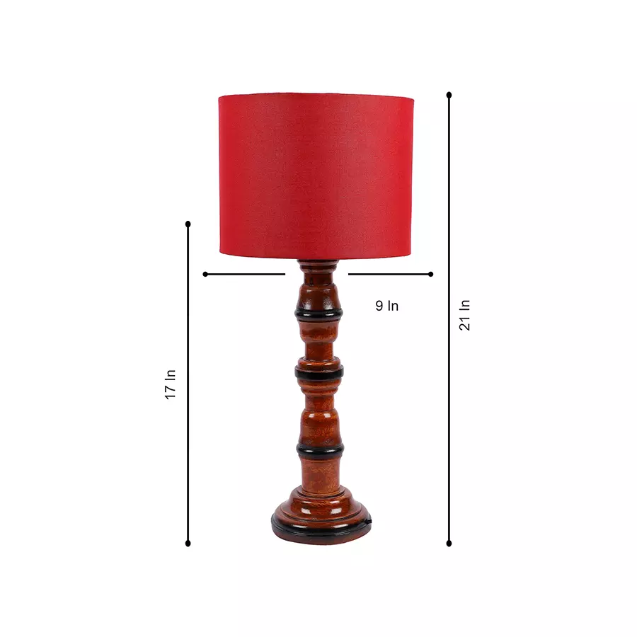 Tucasa NTU-191 B-22 Table Lamp with Wood Base (Red)
