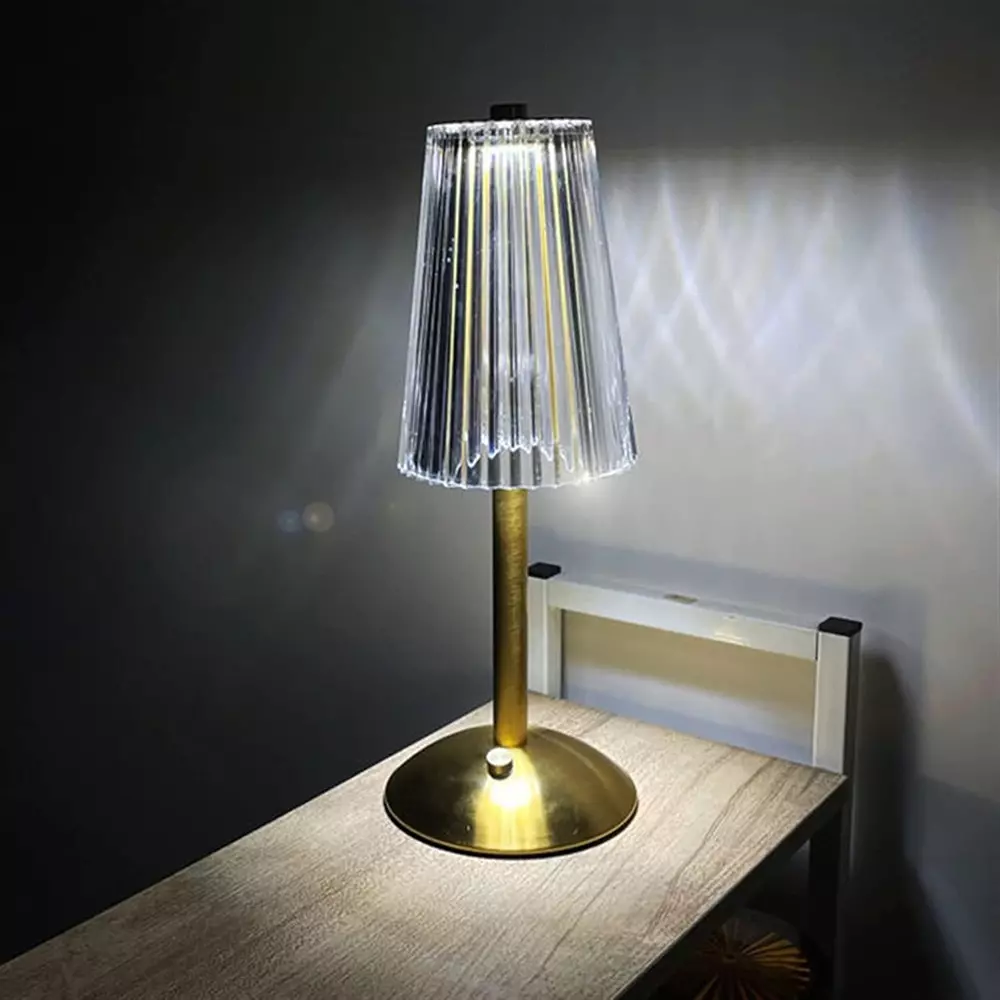 LumoGen Table Lamp Cordless LED Crystal Vintage 3 in 1 Light Color, LMTLB (With Battery)