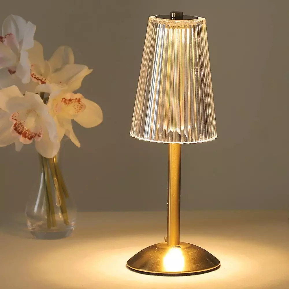 LumoGen Table Lamp Cordless LED Crystal Vintage 3 in 1 Light Color, LMTLB (With Battery)