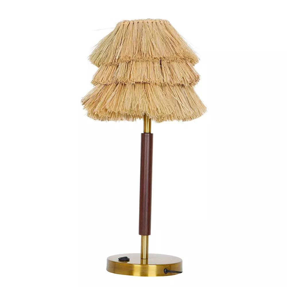 Fos Lighting Table Lamp Bohemian Style Table Lamp with Munja Hay Shade