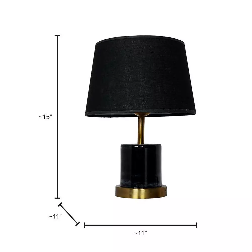 Fos Lighting Contemporary Table Lamp with Black Shade Metal Black Marble Finish 40 W