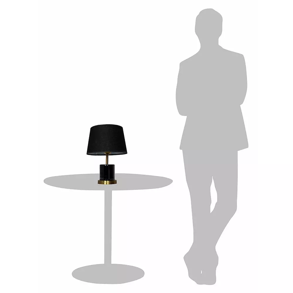 Fos Lighting Contemporary Table Lamp with Black Shade Metal Black Marble Finish 40 W