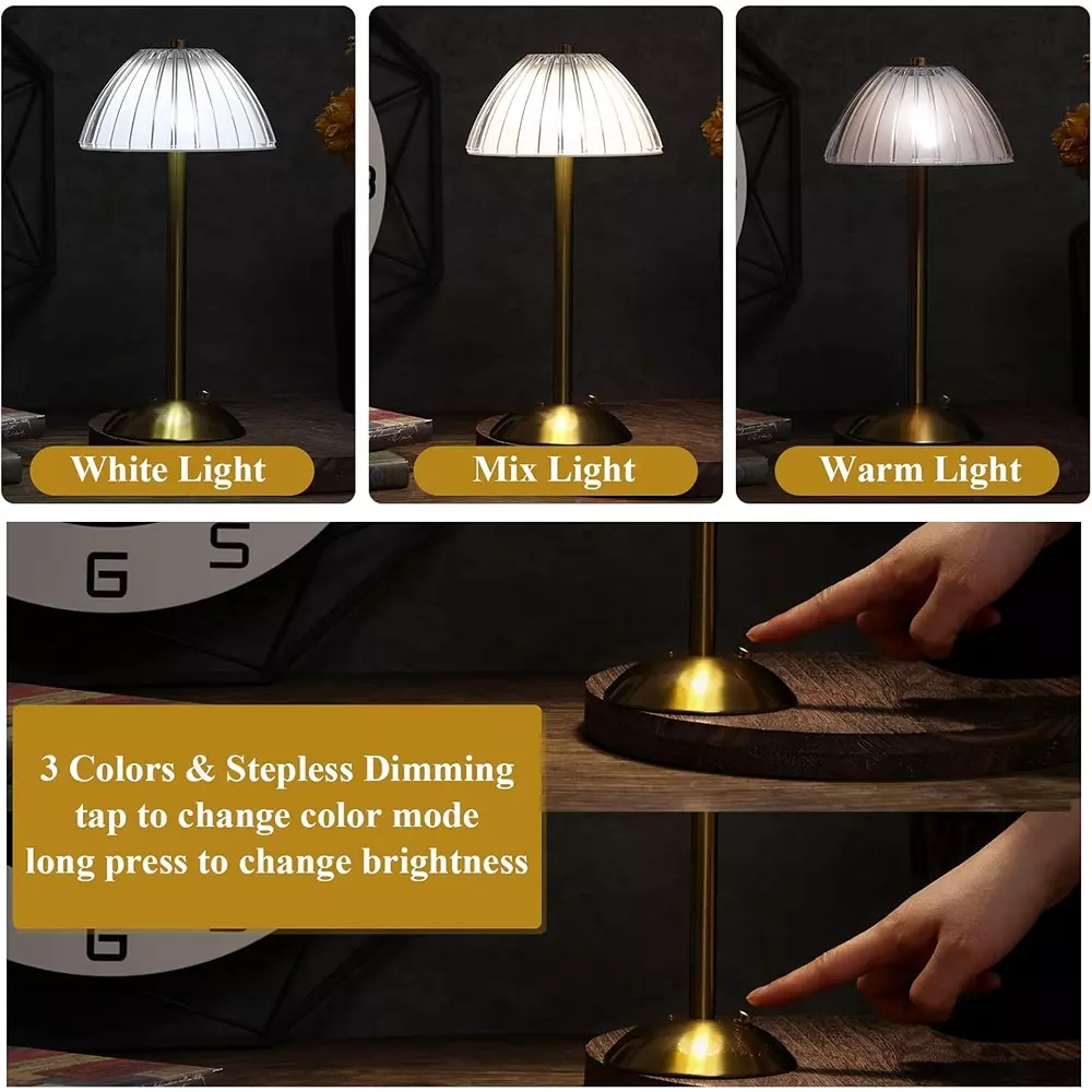 LumoGen Desk Lamp Touch Control Retro 3 in 1 Light Color, LMTLC (With Battery)