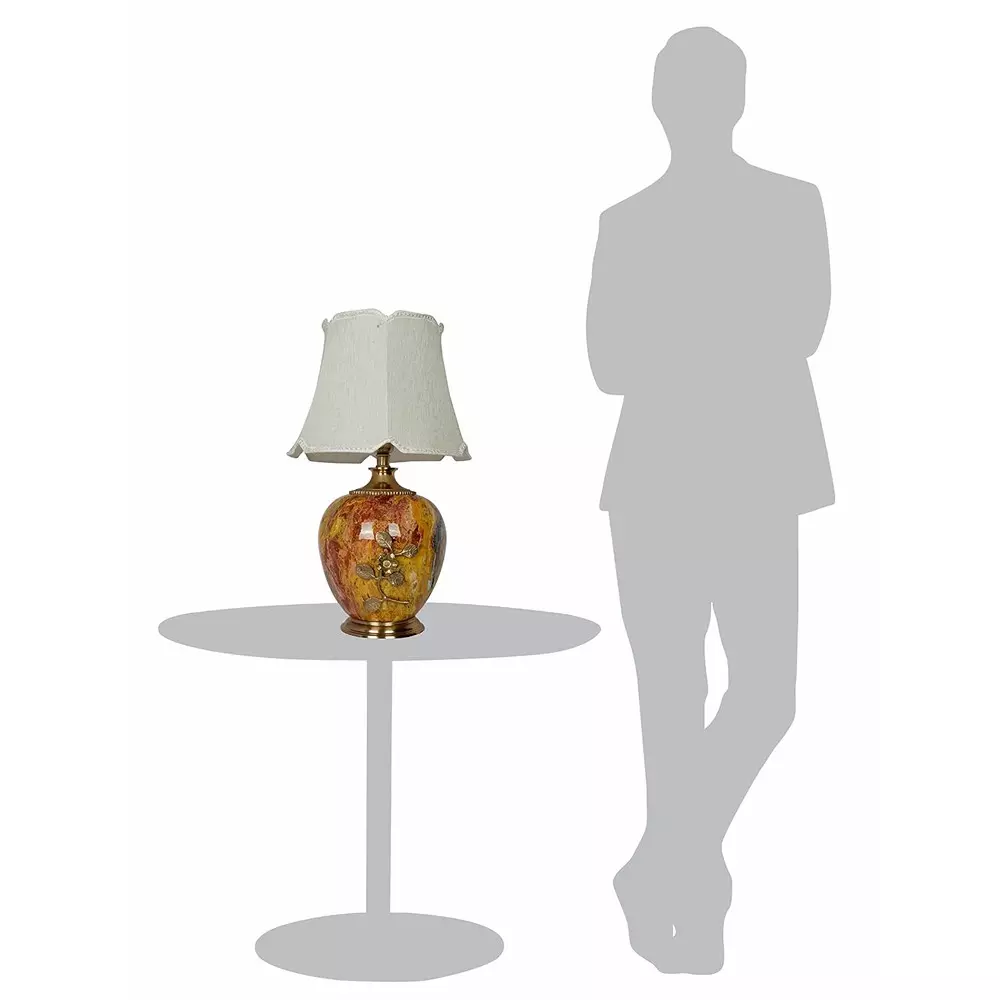 Fos Lighting Table Lamp Majestic Magma Red Stone Pot Metal Table Lamp with Fancy Scallop Shade