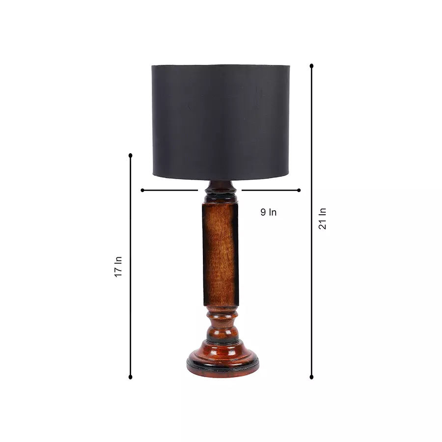 Tucasa NTU-187 B-22 Table Lamp with Wood Base (Black)