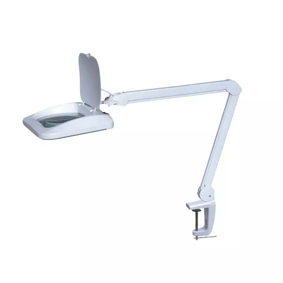 DELTA 5X Maginification 7.5X6.2 inch Big Lens White Table Top Led Magnifying Lamp With Clamp 10W,205