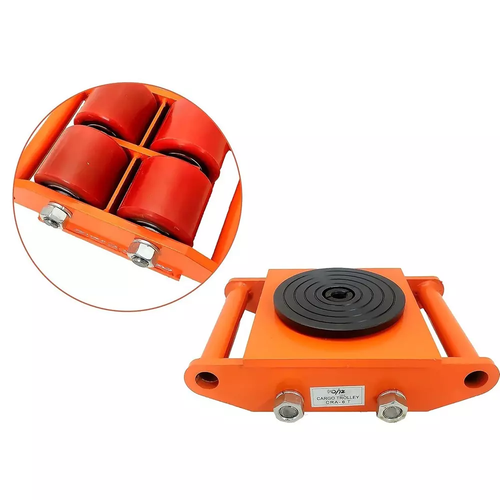 Hartley Mover Cargo Trolley 6000 Kg Maximum Load 4 Wheel Heavy Duty Cast Steel & PU, NS CT-6T