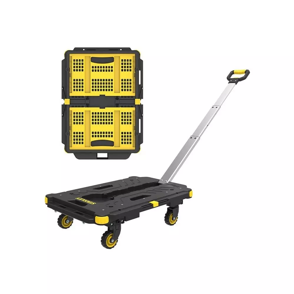 STANLEY 137 Kg Capacity Folding Platform Dolly and 25 Kg Folding Utility Basket Combo Kit with 62x45 cm Platform Size, SXWT-PC532B-SP