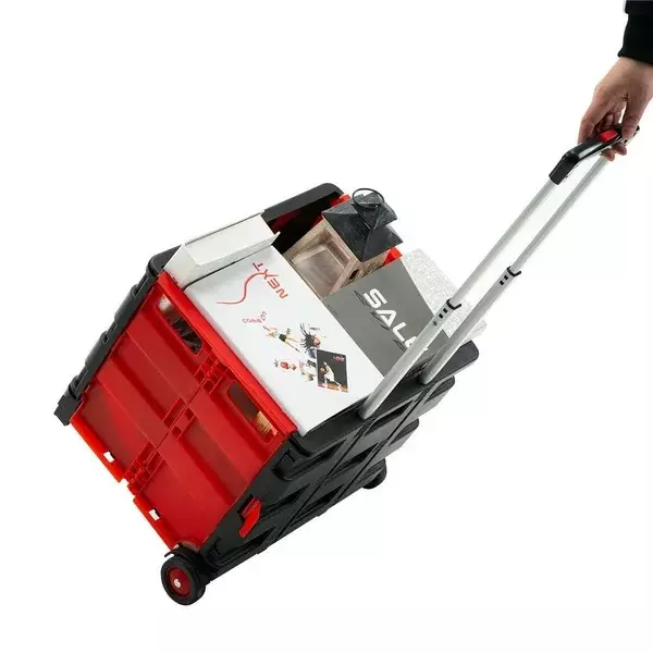 bigapple-collapsible-hand-rolling-crate-plastic-40-kg-load-capacity-with-adjustable-telescoping-handle