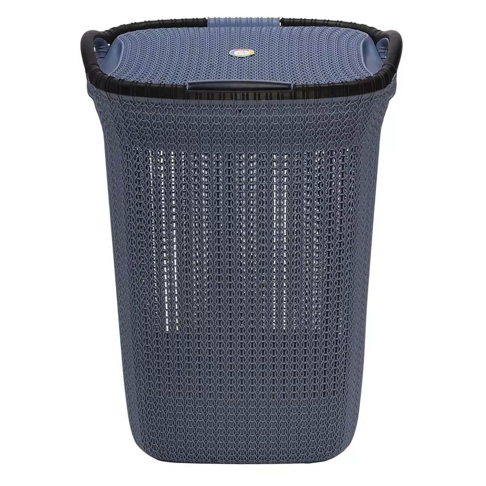 Mango Laundry Basket Mist Blue 21.80 Kg Load Bearing Capacity Polypropylene for Home & School Use, Marina Basket