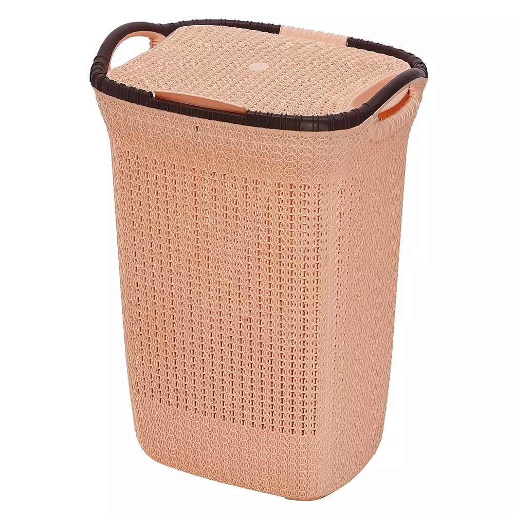 Mango Laundry Basket Light Peach 21.80 Kg Load Bearing Capacity Polypropylene for Home & School Use, Marina Basket