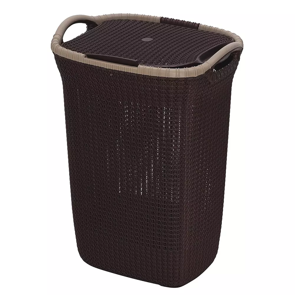 Mango Laundry Basket Weather Brown 21.80 Kg Load Bearing Capacity Polypropylene for Home & School Use, Marina Basket