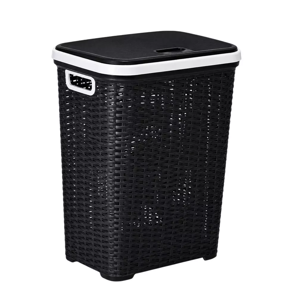 Nilkamal Laundry Basket 20 L Capacity Powder Coated Charcoal Grey Plastic 44x57x32.7 cm for Home & Office Use