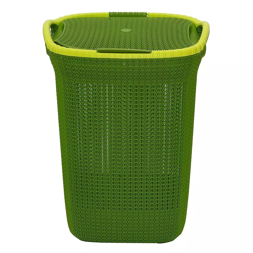 Mango Laundry Basket Olive Green 21.80 Kg Load Bearing Capacity Polypropylene for Home & School Use, Marina Basket