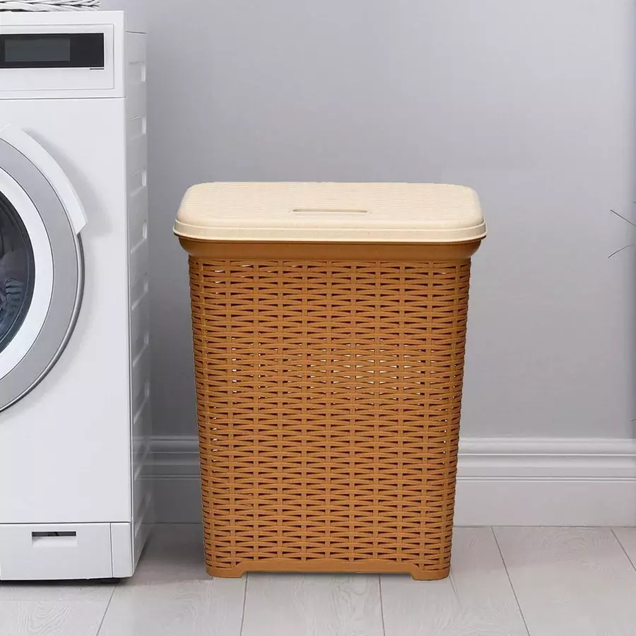 nilkamal-elegance-laundry-basket-35-l-storage-capacity-sandy-brown-marble-cream-color