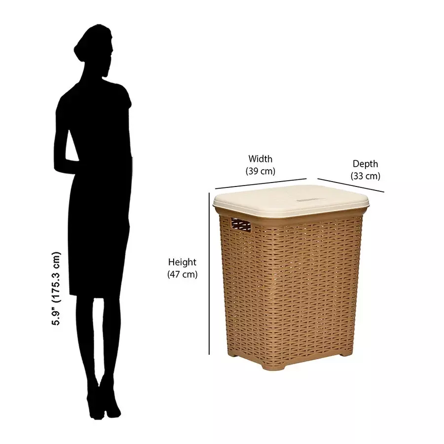 nilkamal-elegance-laundry-basket-35-l-storage-capacity-sandy-brown-marble-cream-color