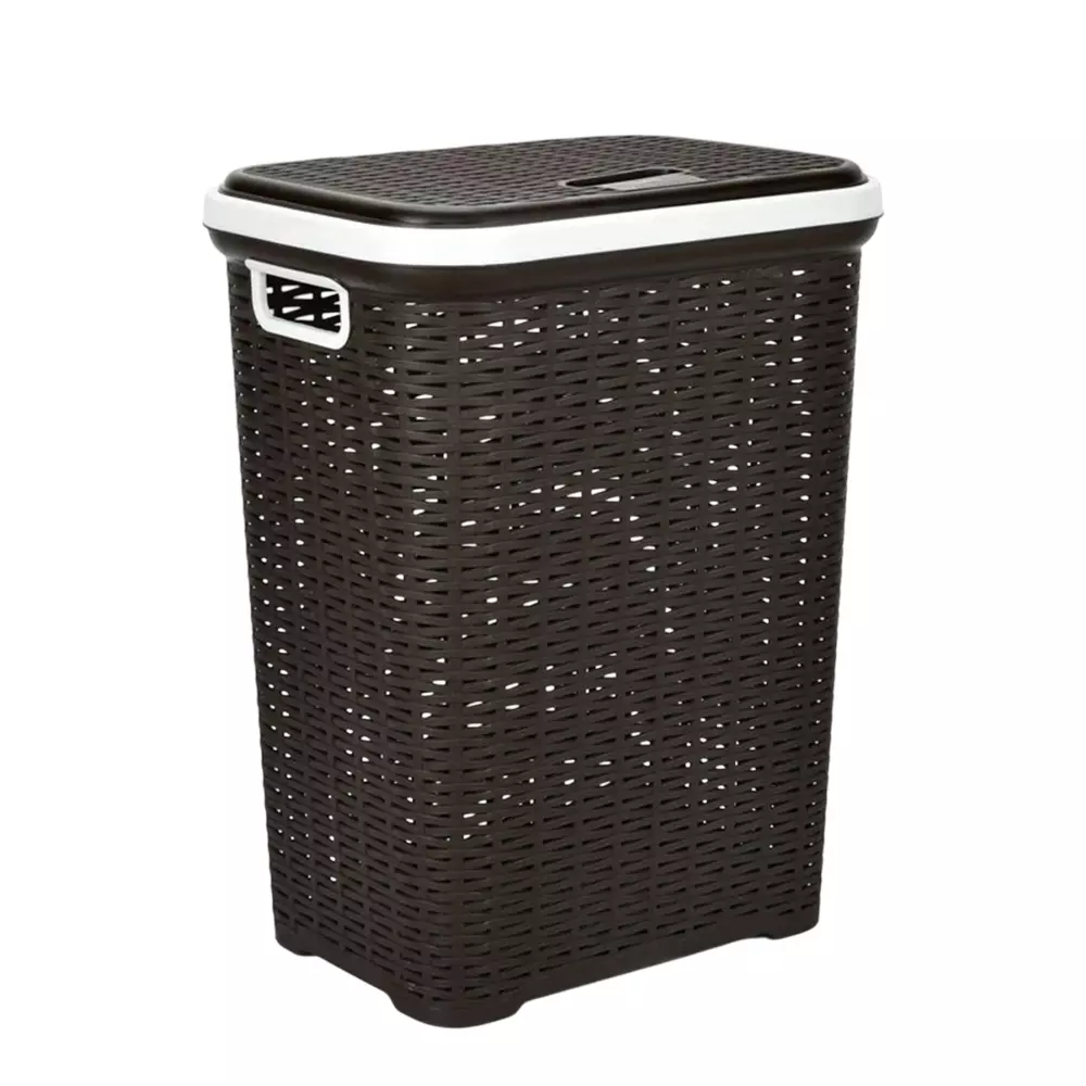 Nilkamal Laundry Basket 20 L Capacity Powder Coated Brown Plastic 44x57x32.7 cm for Home & Office Use