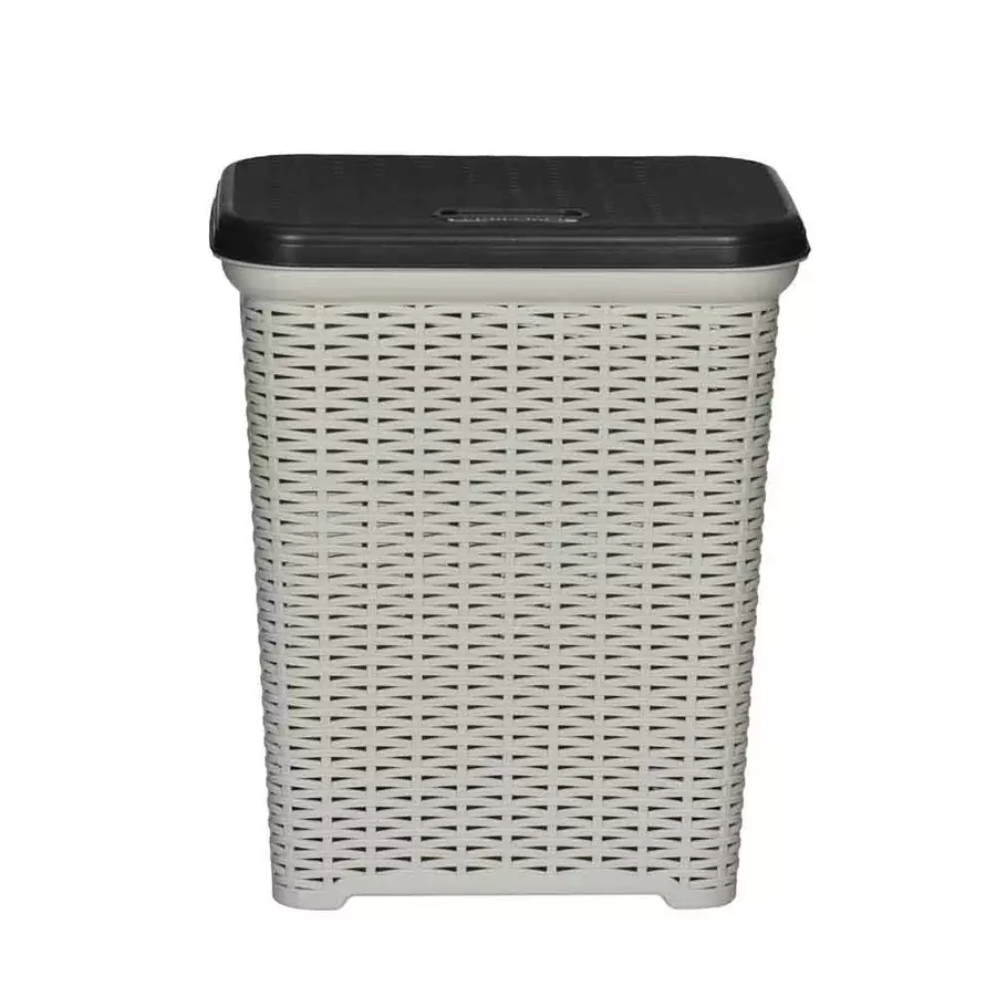 Nilkamal Elegance Laundry Basket 35 L Storage Capacity Silky Grey & Charcoal Grey Color