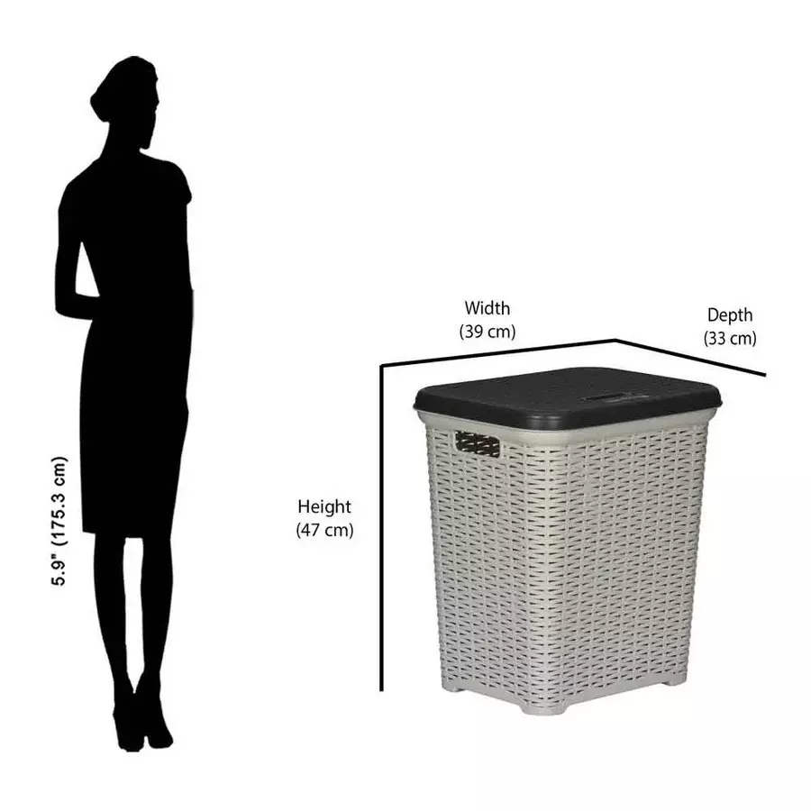 nilkamal-elegance-laundry-basket-35-l-storage-capacity-silky-grey-charcoal-grey-color