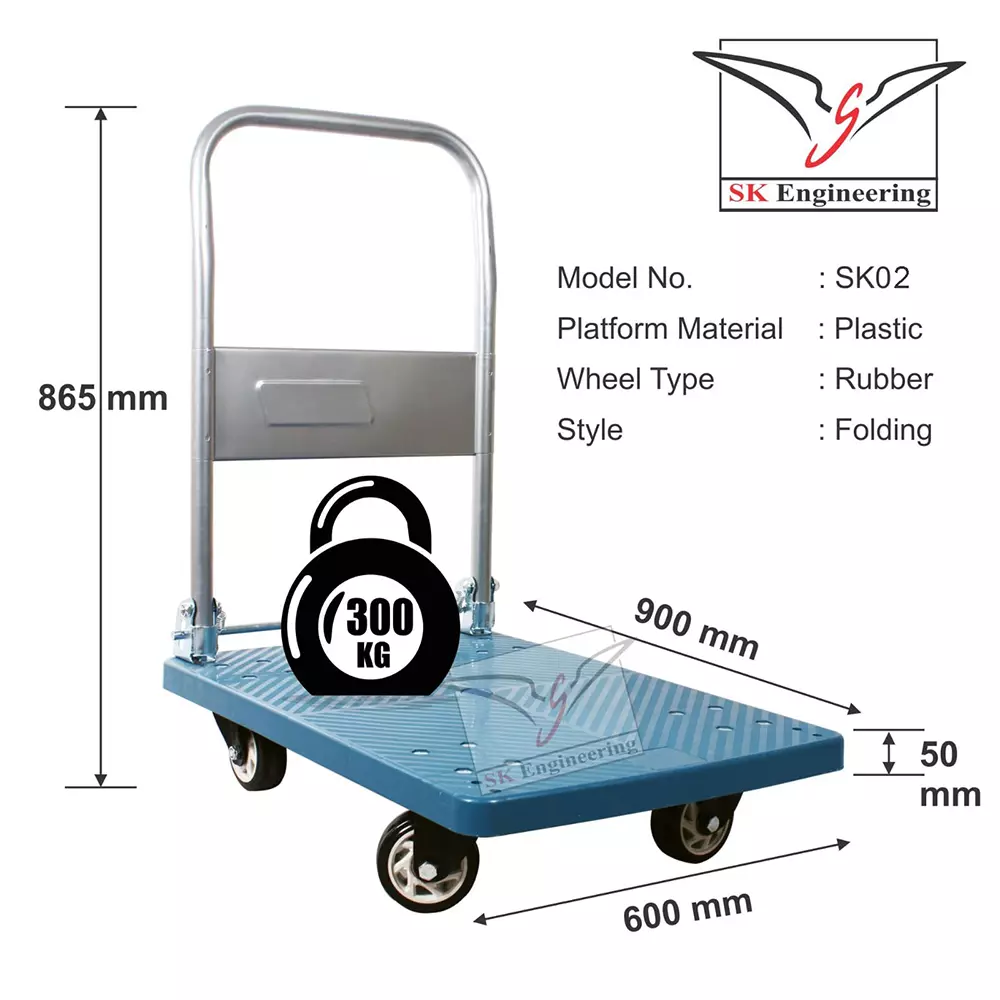 sk-engineering-300-kg-capacity-heavy-duty-foldable-platform-trolley-sk02