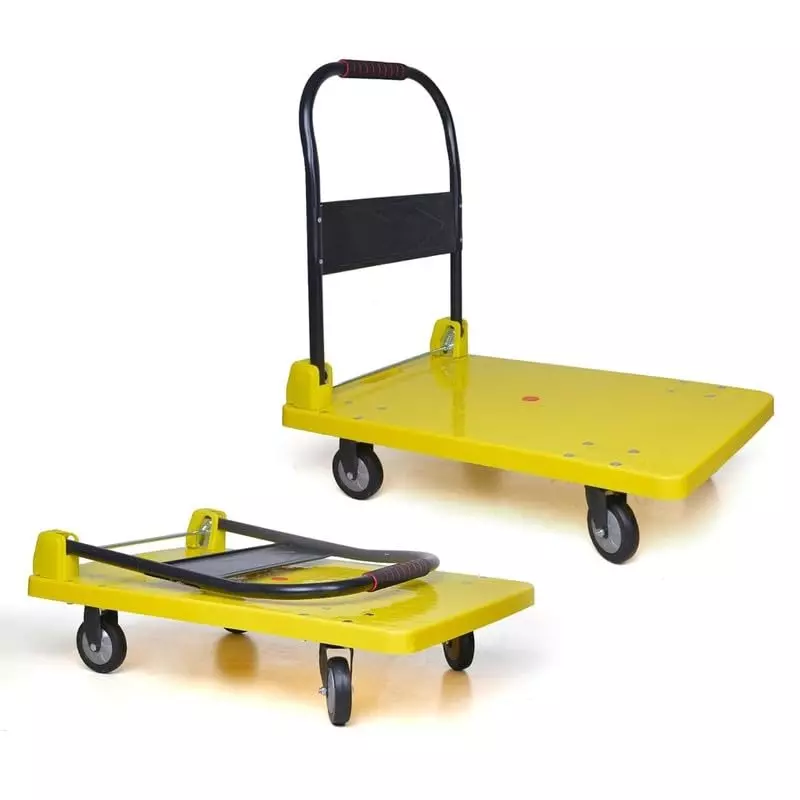 hartley-300kg-plastic-with-steel-tube-under-the-platform-foldable-hand-truck-with-360-rotating-tpr-wheels-cushioned-grip-handle-industrial-warehouse-office-home-use-90x60-cm-yellow