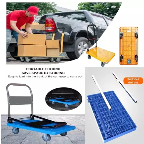 malfah-enterprises-foldable-platform-trolley-with-swivel-wheels-5-wheels-600-kg-load-capacity-alloy-steel-yellow-black-for-industrial-use