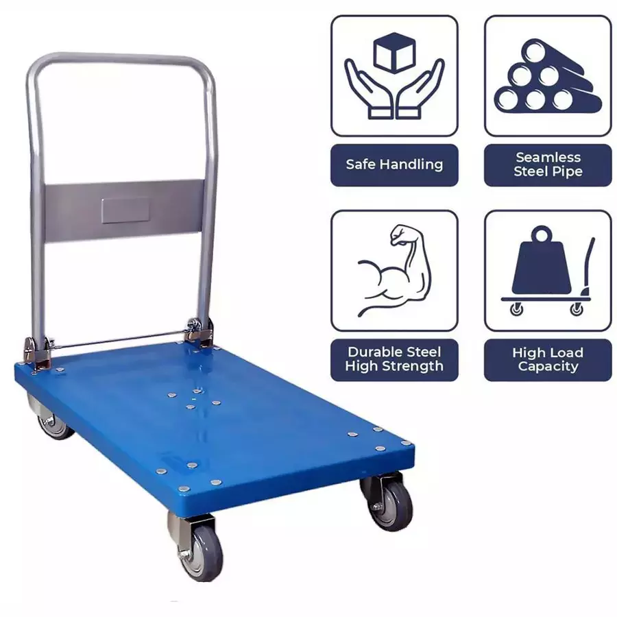 Fulcrum Folding Handle Type Platform Trolley with PU Wheel 300 Kg Load Capacity