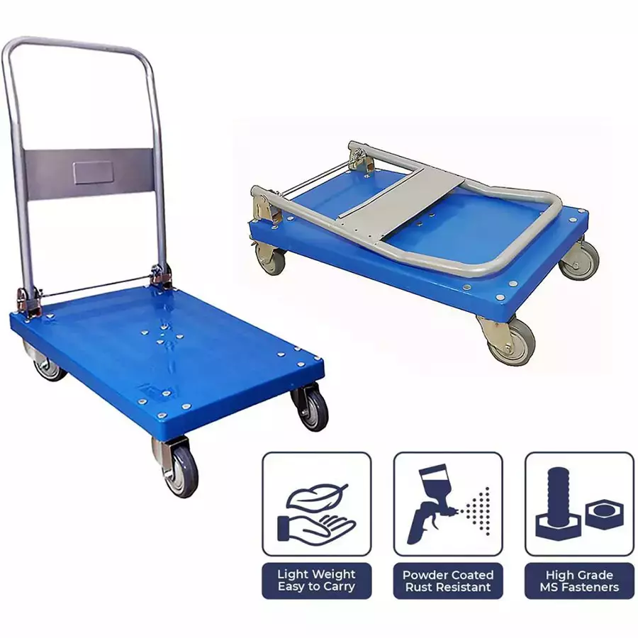 Fulcrum Folding Handle Type Platform Trolley with PU Wheel 300 Kg Load Capacity