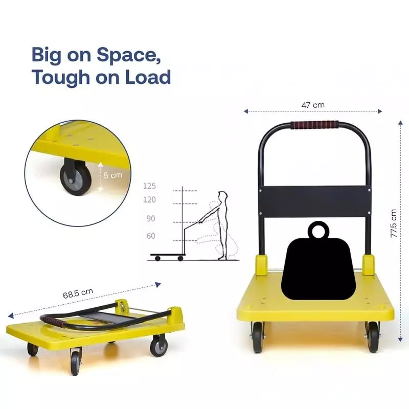 hartley-400kg-plastic-with-steel-tube-under-the-platform-foldable-hand-truck-with-360-rotating-tpr-wheels-cushioned-grip-handle-industrial-warehouse-office-home-use-90x60-cm-yellow