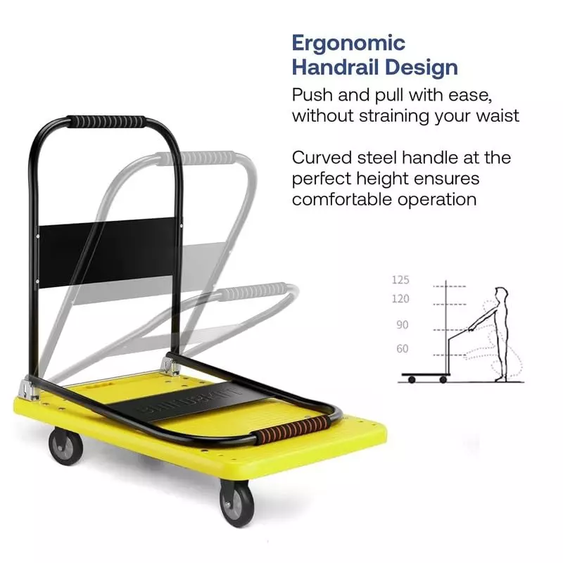 hartley-400kg-plastic-with-steel-tube-under-the-platform-foldable-hand-truck-with-360-rotating-tpr-wheels-cushioned-grip-handle-industrial-warehouse-office-home-use-90x60-cm-yellow