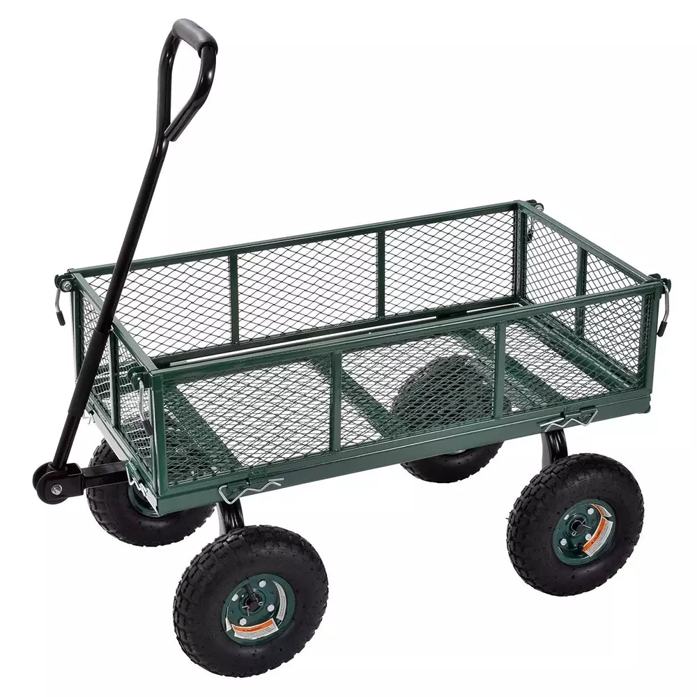 BIGAPPLE Dump Cart Jalli Type Trolley Metal 300 Kg Load Capacity 250 mm (10 inch) Wheel Size Green
