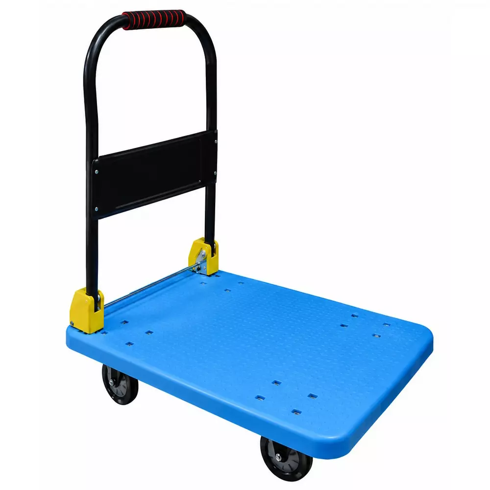 BIGAPPLE Platform Trolley Plastic 450 Kg Load Capacity 60x90 cm Size Blue with 127 mm (5 inch) TPR Wheels